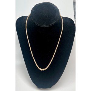 Single Strand Graduated Faux Pearl Necklace Sterling Clasp 17" American